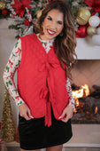 PREORDER- Twila Quilted Tie Vest- Red - Jess Lea Boutique