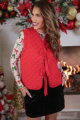 PREORDER- Twila Quilted Tie Vest- Red - Jess Lea Boutique