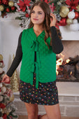 PREORDER- Twila Quilted Tie Vest- Green - Jess Lea Boutique