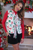 PREORDER- Twila Quilted Tie Vest- Midnight Bow Christmas Edition - Jess Lea Boutique