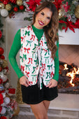 PREORDER- Twila Quilted Tie Vest- Midnight Bow Christmas Edition - Jess Lea Boutique