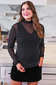PREORDER-Keigan Mesh Top- Black Glitter - Jess Lea Boutique