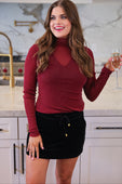 PREORDER-  Keigan Mesh Top- Maroon Glitter - Jess Lea Boutique