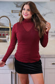 PREORDER-  Keigan Mesh Top- Maroon Glitter - Jess Lea Boutique