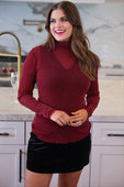 PREORDER-  Keigan Mesh Top- Maroon Glitter - Jess Lea Boutique
