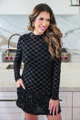 PREORDER- Times Square Velvet Mesh Top- Black Checkered - Jess Lea Boutique