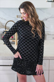 PREORDER- Times Square Velvet Mesh Top- Black Checkered - Jess Lea Boutique