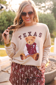 Benny The Bear Texas Pullover- Maroon - Jess Lea Boutique