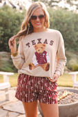 Benny The Bear Texas Pullover- Maroon - Jess Lea Boutique
