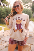 Benny The Bear Texas Pullover- Maroon - Jess Lea Boutique