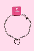 Open Heart Chain Necklace- Silver