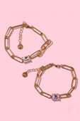 Paperclip Chain Bracelet- Gold/Pink