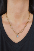 Paperclip Chain Necklace- Gold/Crystal