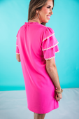 Kersten Ric Rac Dress, Hot Pink - Jess Lea Boutique