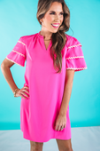 Kersten Ric Rac Dress, Hot Pink - Jess Lea Boutique