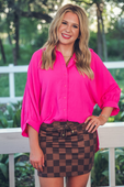 Sloane Button Up Top- Pink - Jess Lea Boutique