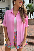Sawyer Gauze Top, Pink - Jess Lea Boutique