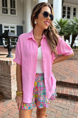 Sawyer Gauze Top, Pink - Jess Lea Boutique