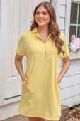 Ezra Textured Zipper Dress- Butter Yellow