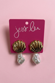 Seashell Pearl Drop Earrings