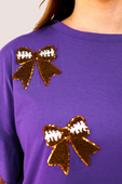 Sideline Sparkle Ruffle Top- Purple - Jess Lea Boutique