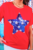 Stars And Sparklers Sequin Top, Red - Jess Lea Boutique