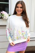 Wildflower Field Printed Pullover