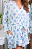 Almost Ready Ribbed Robe- Light Blue Dotty Darling - Jess Lea Boutique