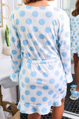 Almost Ready Ribbed Robe- Light Blue Dotty Darling - Jess Lea Boutique