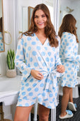 Almost Ready Ribbed Robe- Light Blue Dotty Darling - Jess Lea Boutique