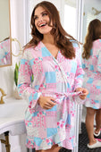 Almost Ready Ribbed Robe- Pink Heirloom Patchwork - Jess Lea Boutique