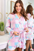 Almost Ready Ribbed Robe- Pink Heirloom Patchwork - Jess Lea Boutique