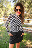 Alyssa Mesh Top- Black Checkered - Jess Lea Boutique