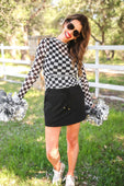 Alyssa Mesh Top- Black Checkered - Jess Lea Boutique