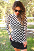 Alyssa Mesh Top- Black Checkered - Jess Lea Boutique