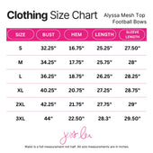 Alyssa Mesh Top- Football Bows - Jess Lea Boutique