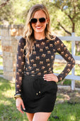 Alyssa Mesh Top- Football Bows - Jess Lea Boutique
