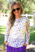 Alyssa Mesh Top- Purple Tailgate - Jess Lea Boutique