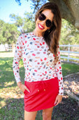Alyssa Mesh Top- Red Tailgate - Jess Lea Boutique