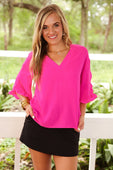 Amy Ruffle Sleeve Top Pink - Jess Lea Boutique