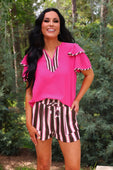 Ava Flutter Sleeve Blouse- Neapolitan Stripes - Jess Lea Boutique