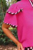 Ava Flutter Sleeve Blouse- Neapolitan Stripes - Jess Lea Boutique
