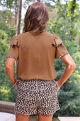 Ava Flutter Sleeve Blouse- Safari Chic - Jess Lea Boutique