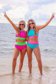 Bali Beach Two Piece Swimsuit- Blue/Pink - Jess Lea Boutique