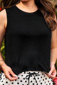 Banks Basic Lettuce Tank- Black - Jess Lea Boutique