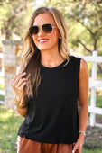 Banks Basic Lettuce Tank- Black - Jess Lea Boutique