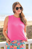 Banks Basic Lettuce Tank- Pink - Jess Lea Boutique