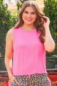 Banks Basic Lettuce Tank- Pink - Jess Lea Boutique