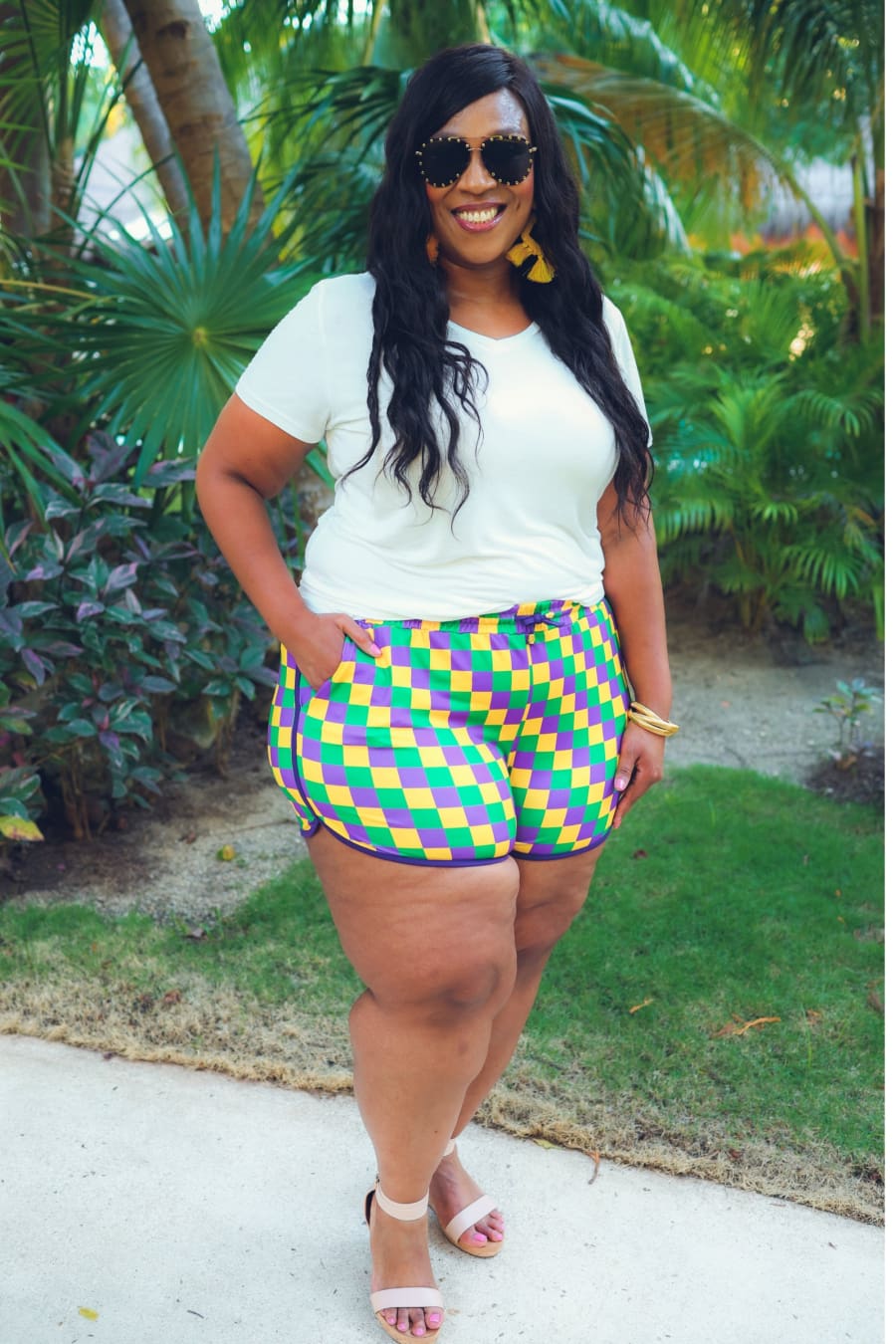 PREORDER-Beads And Bourbon Checkered Drawstring Everyday Shorts