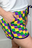 PREORDER-Beads And Bourbon Checkered Drawstring Everyday Shorts